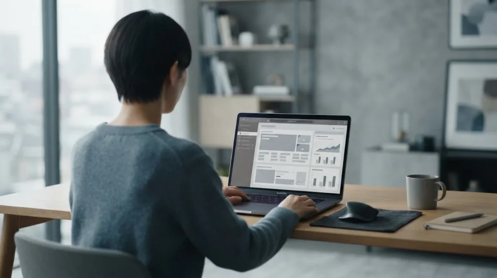 Person analysiert Sportwetten-Anbieter am Laptop mit niedrigem Mindesteinzahlungsbetrag
