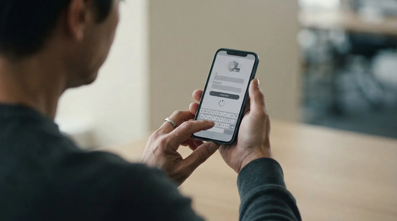 Smartphone mit Apple Pay Authentifizierung während einer Online-Transaktion