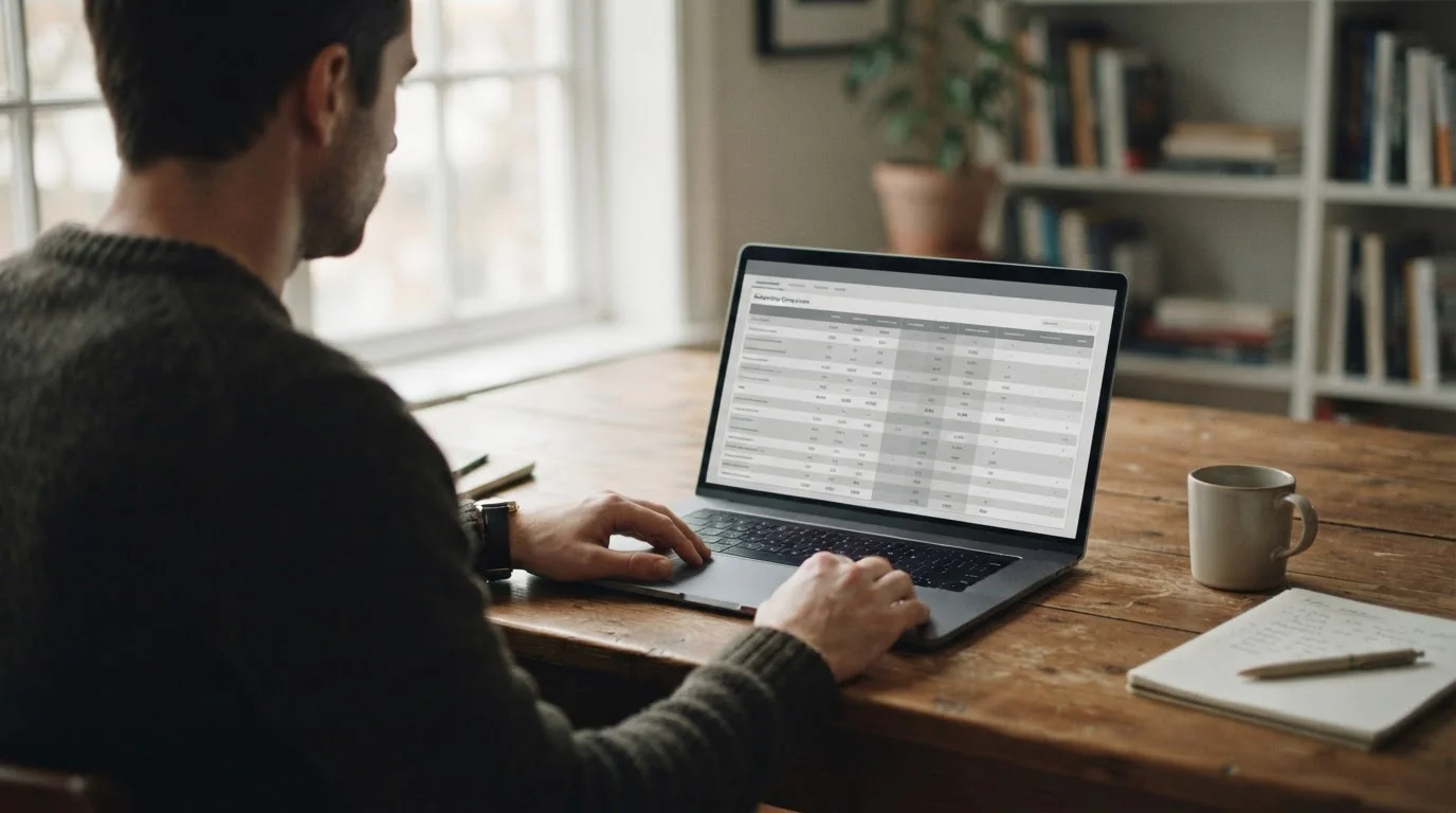 Person vergleicht Wettanbieter am Laptop