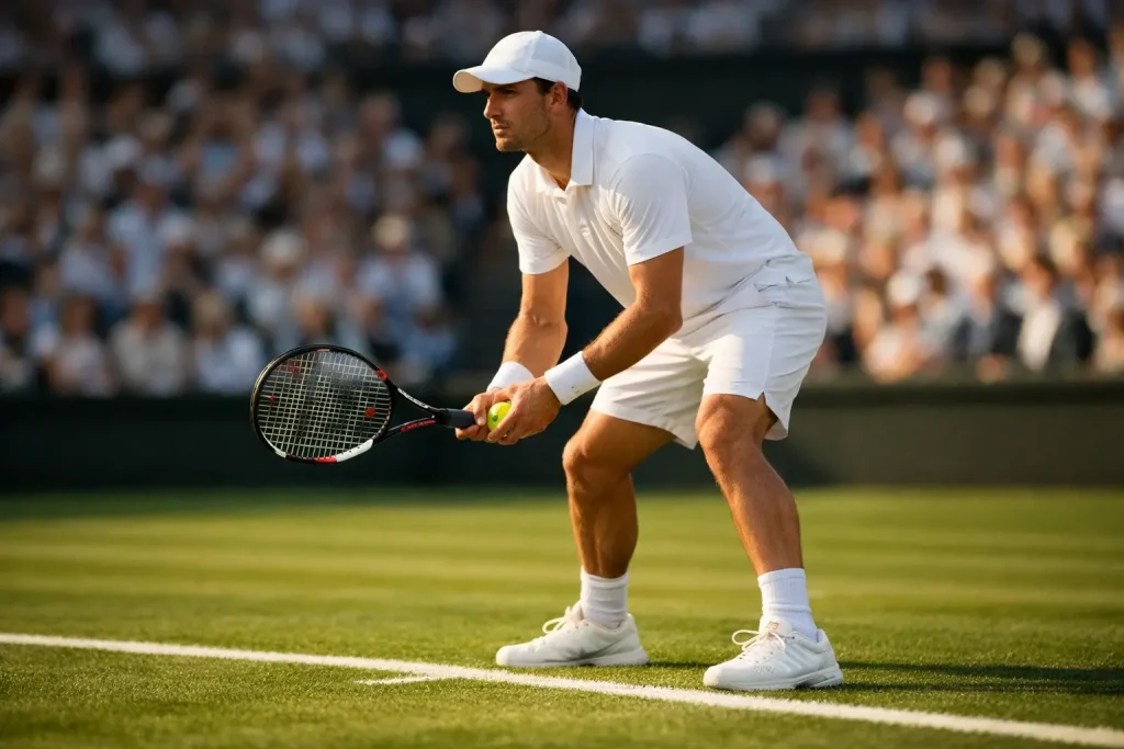 Entscheidender Moment im Tiebreak auf einem Rasenplatz bei einem Grand-Slam-Turnier