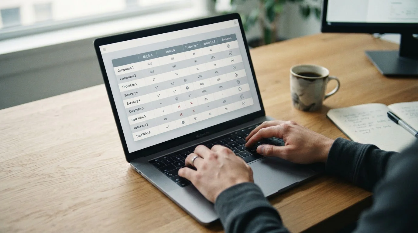 Vergleichstabelle von Sportwetten-Anbietern auf Laptop-Display