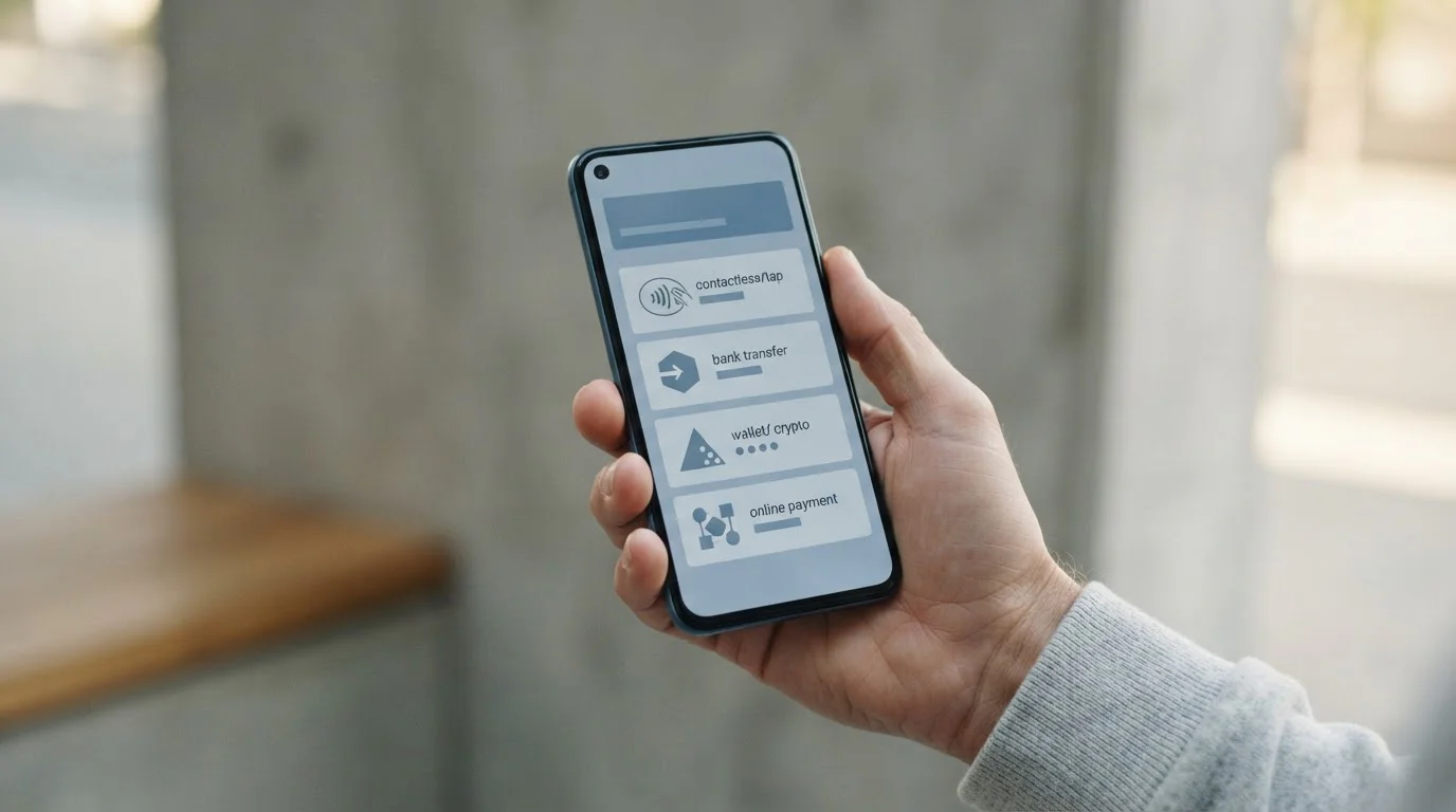 Verschiedene digitale Zahlungsmethoden auf Smartphone-Bildschirm